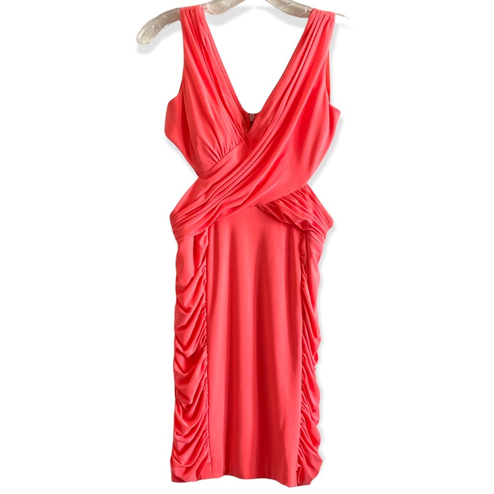 HAILEY LOGAN BY ADRIANNE PAPELL PINK CUT OUT BODYCON MINI DRESS